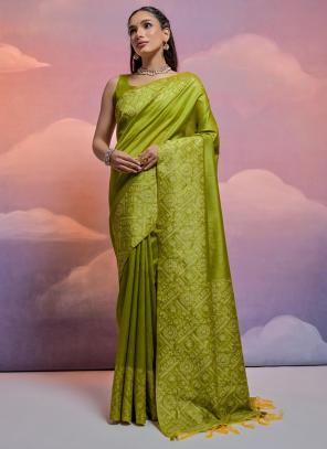 Mehendi Green Weaving Party Wear Silk Saree